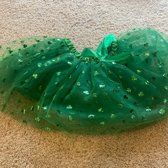 None Other - Festive Green Tulle Skirt with Shamrocks